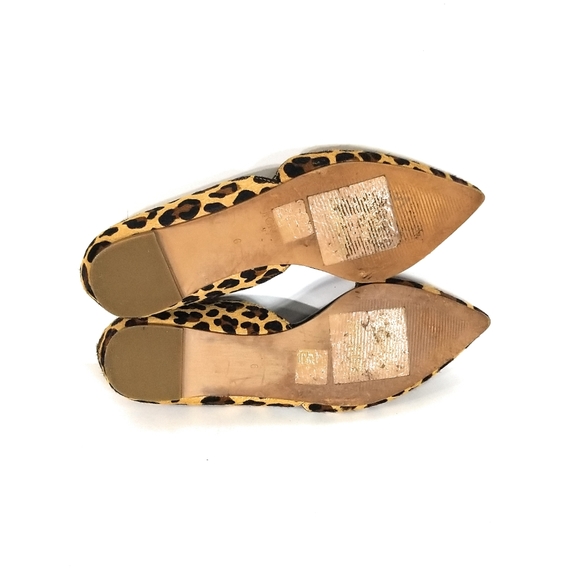 J CREW Womens Zoe Calf Hair Leopard D'orsay Leather Flats Pointed Toe Size 6 - Picture 9 of 9
